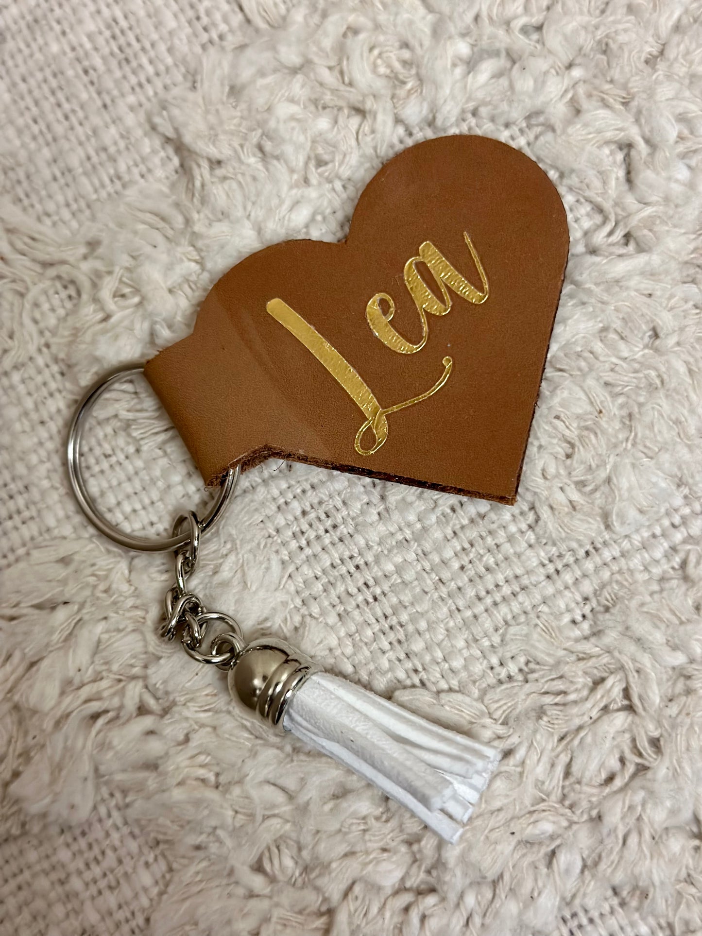 Genuine Leather Heart Shape Keychain