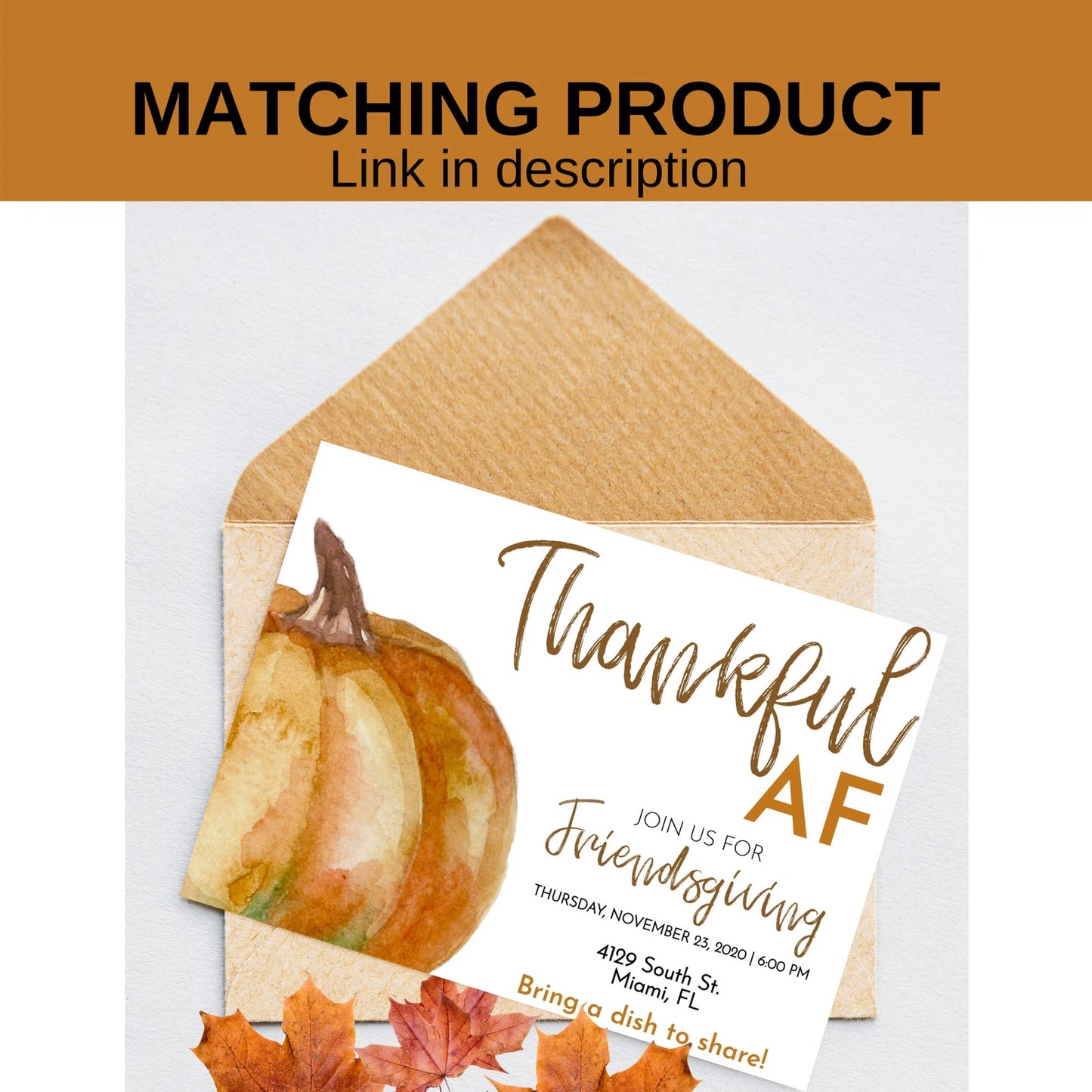 Thanksgiving Dinner Editable Mobile Invite | Thankful AF Friendsgiving Invitation | Friends Potluck