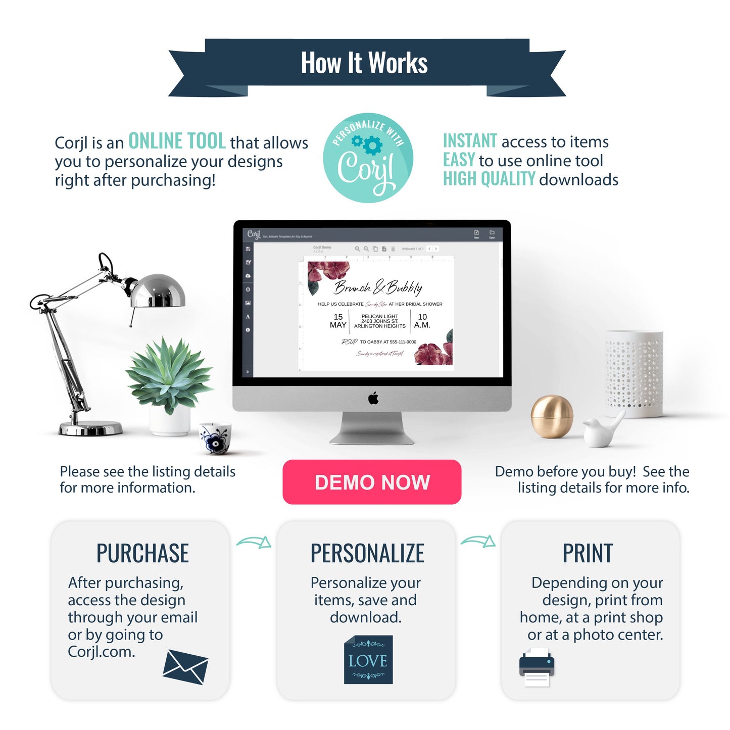 Bridal Shower Invite | Brunch and Bubbly | Editable Instant Download