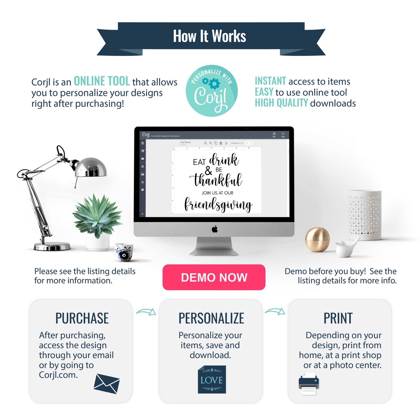 Eat Drink & Be Thankful Friendsgiving Invitation | Thanksgiving Dinner