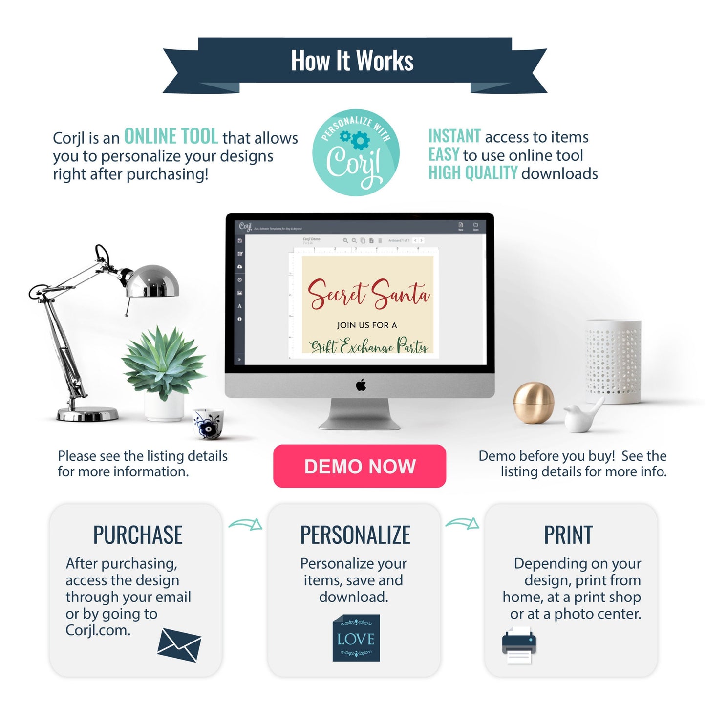 Christmas Secret Santa Mobile Invite | Gift Exchange Party Invitation | Editable Invite