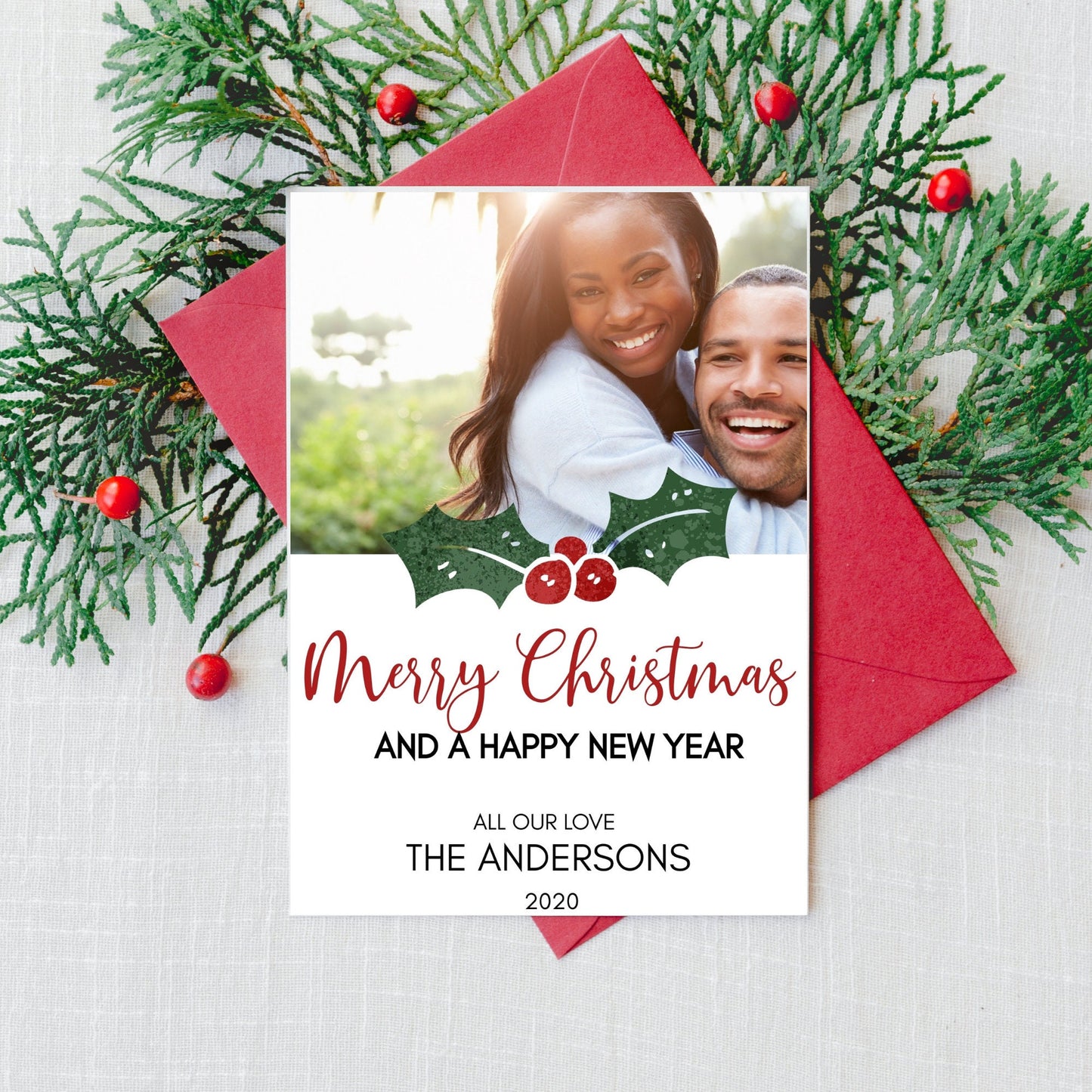 Christmas Family Photo Card | Holiday Card | Happy New Year | Editable Card Template