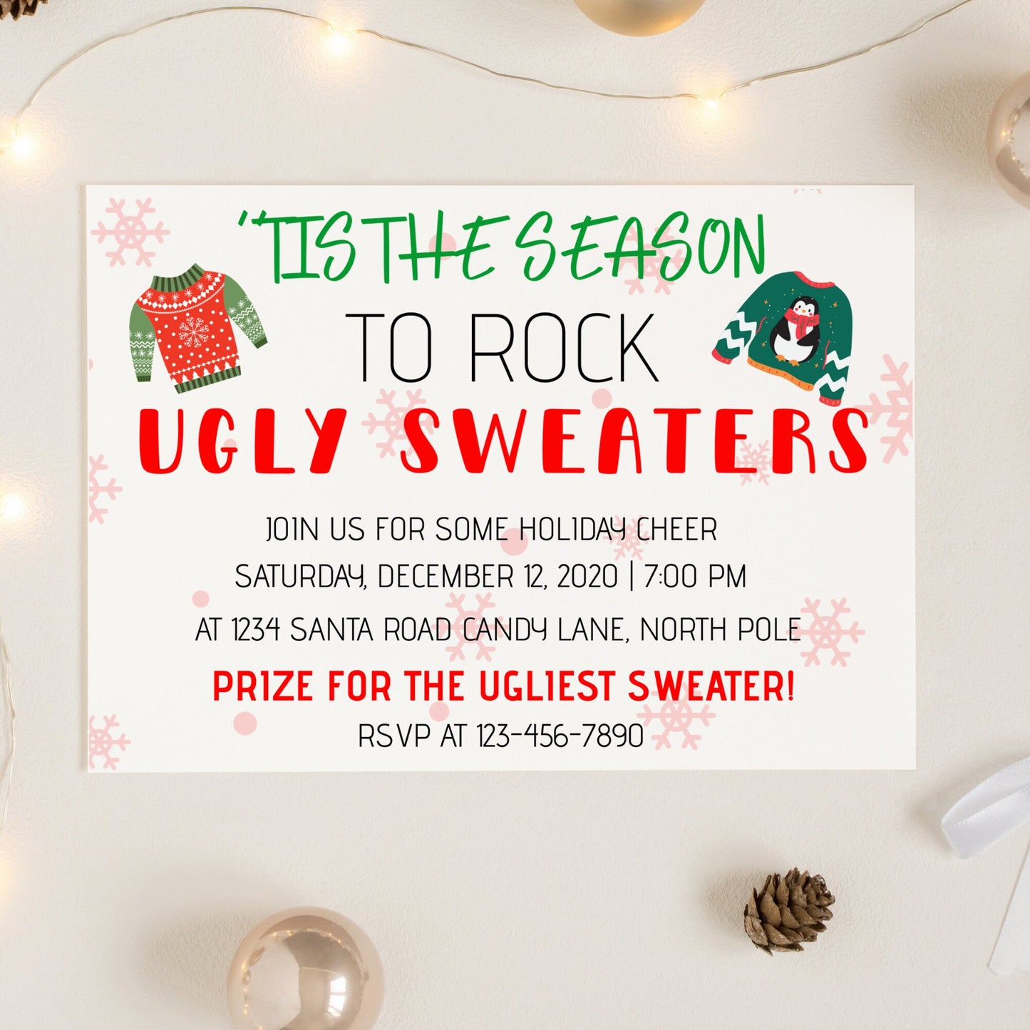 Christmas Ugly Sweater Party Invitation | Holiday Editable Invite