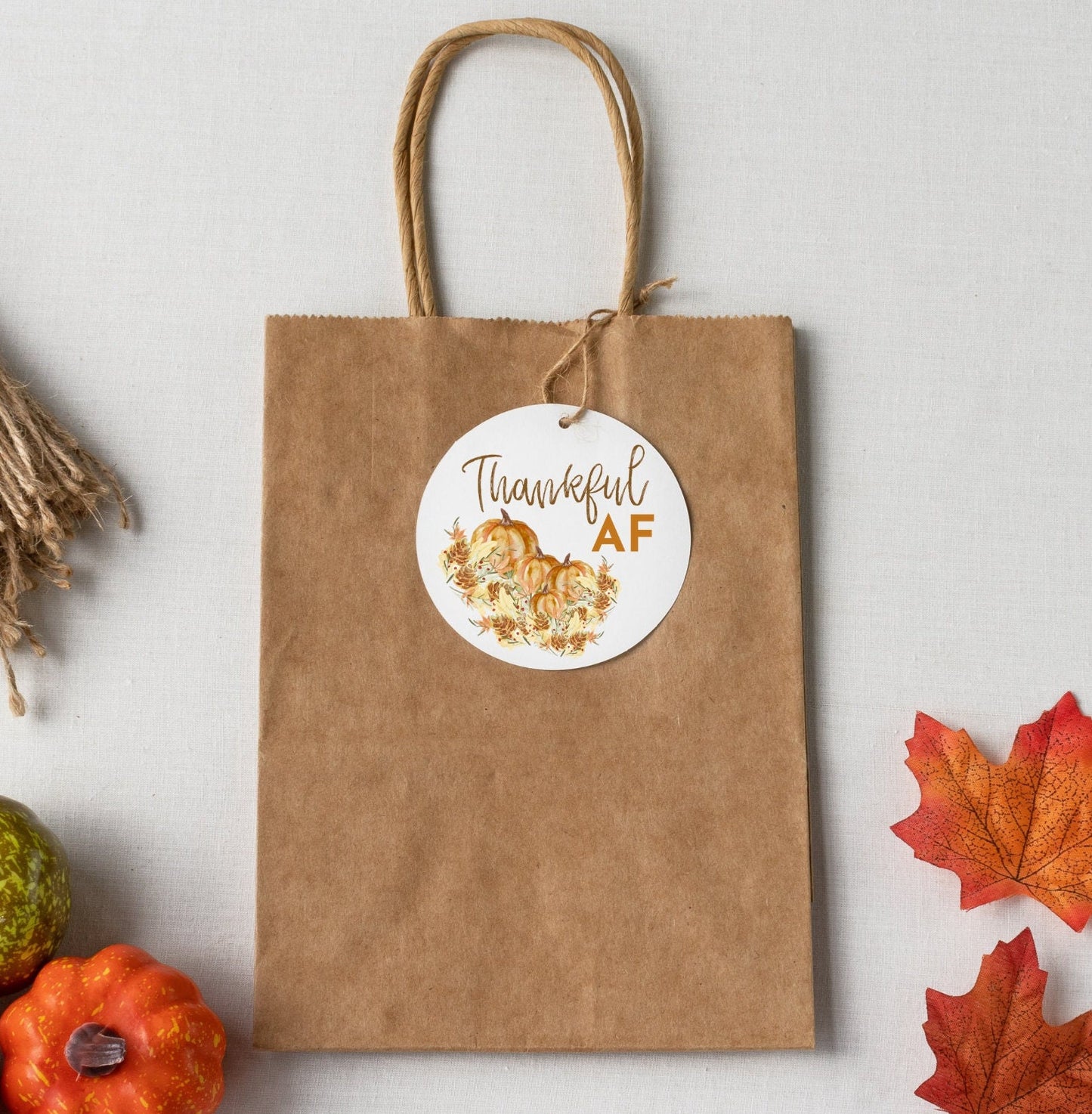 Thanksgiving Dinner Editable Circle Tag | Thankful AF Friendsgiving Prints | Friends Potluck