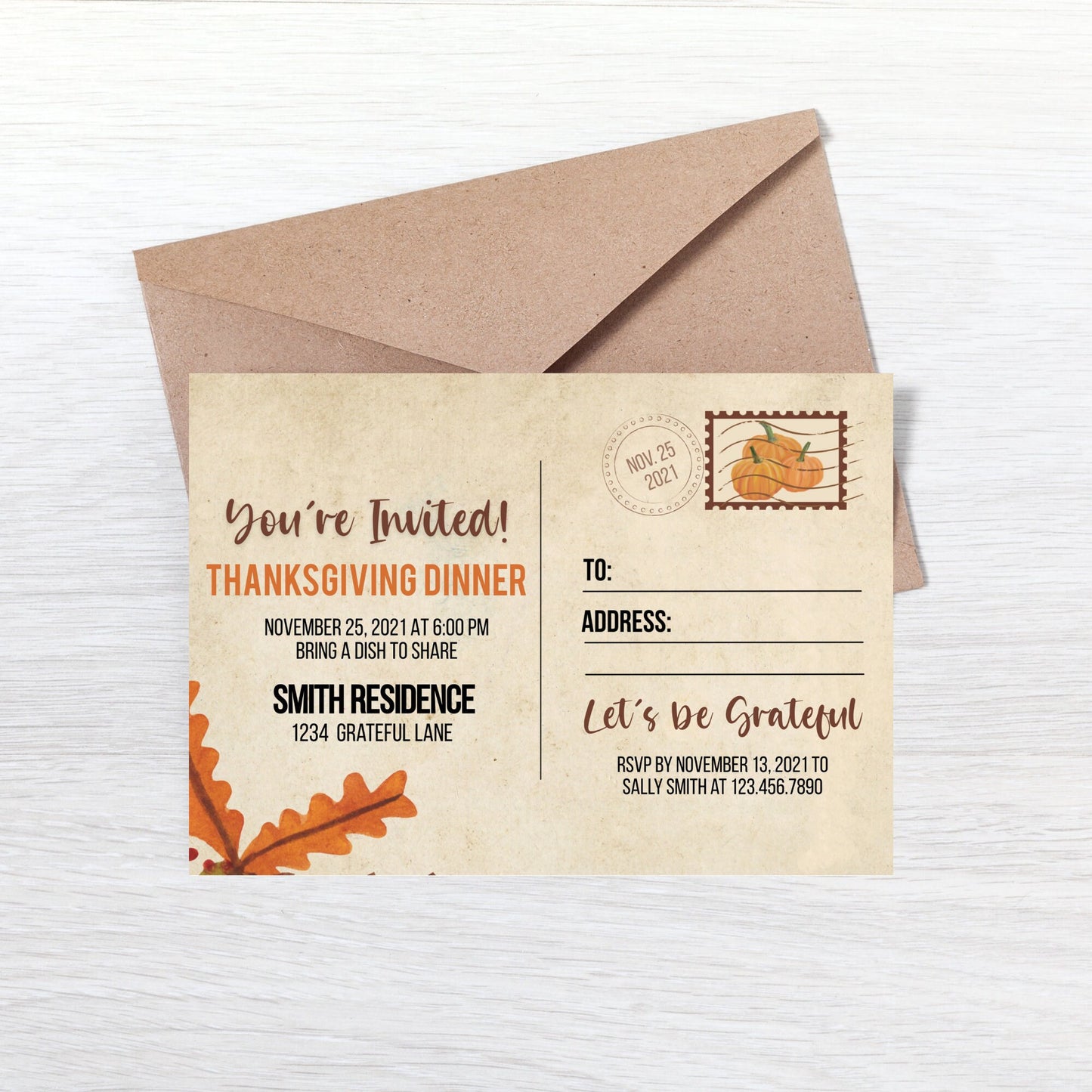 Thanksgiving Dinner Editable Invite | Friendsgiving Invitation | Digital Family Dinner Invitation