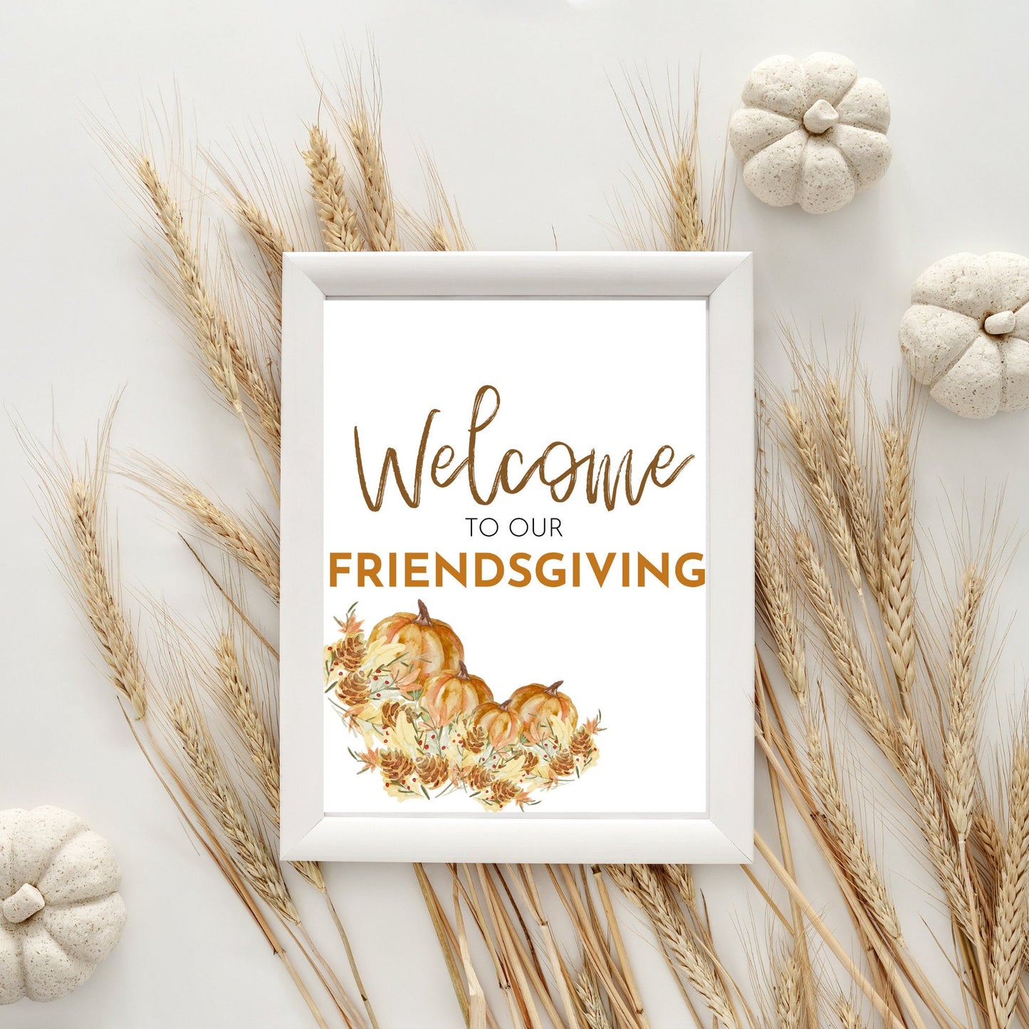 Thanksgiving Dinner Editable Welcome Sign | Thankful AF Friendsgiving Prints | Friends Potluck