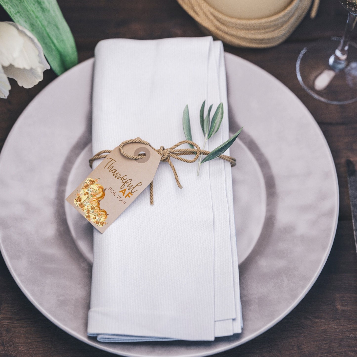 Thanksgiving Dinner Editable Gift Tags | Thankful AF Friendsgiving Prints | Friends Potluck