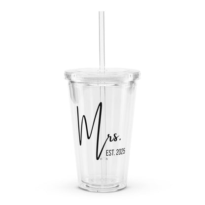 Mrs. est 2025 Clear plastic tumbler