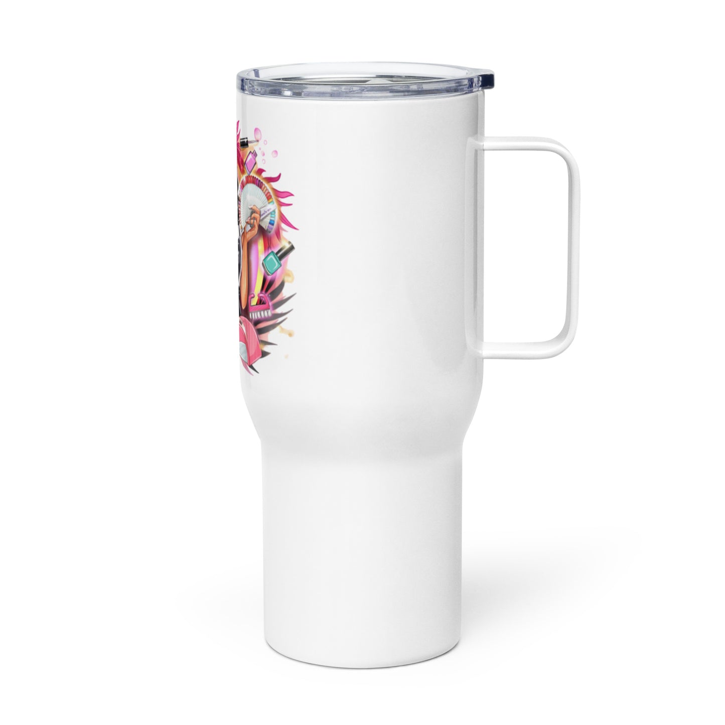 Travel mug with a handle