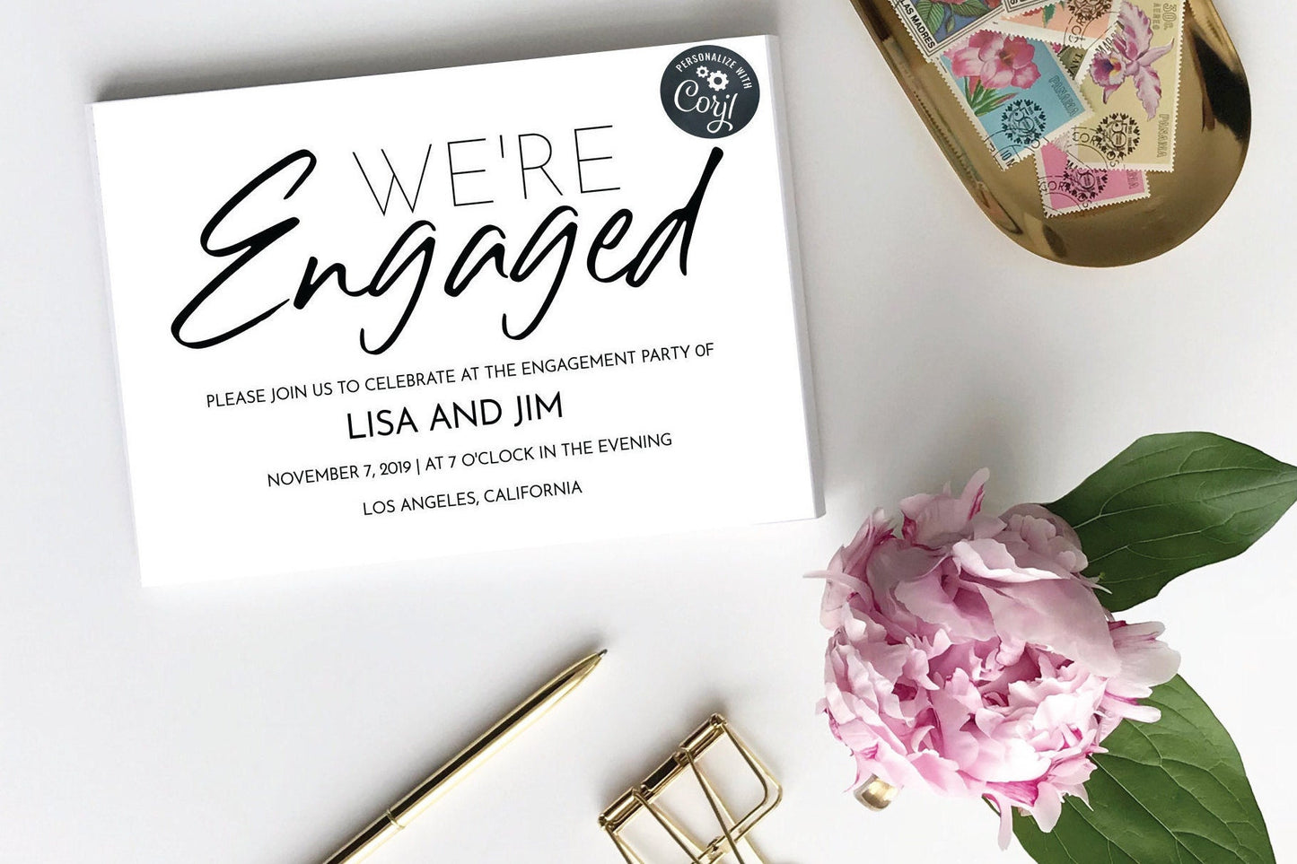 Instant Download Engagement Party Invitation | We are Engaged  | Editable Engagement Invitation
