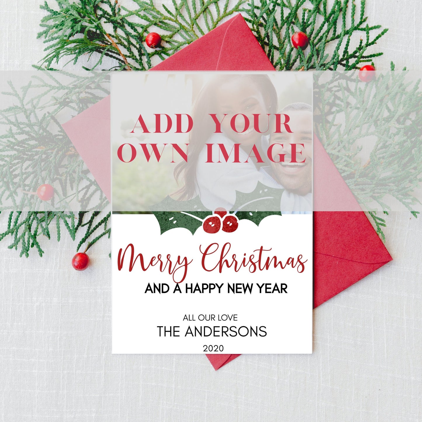 Christmas Family Photo Card | Holiday Card | Happy New Year | Editable Card Template