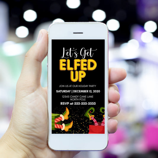 Let's Get Elfed Up Mobile Christmas Party Invite | Adult Holiday Party Electronic Invitation | Editable Ecard Invite