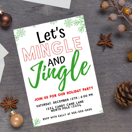 Let's Mingle and Jingle Christmas Invite | Adult Holiday Party Electronic Invitation | Editable Ecard Invite