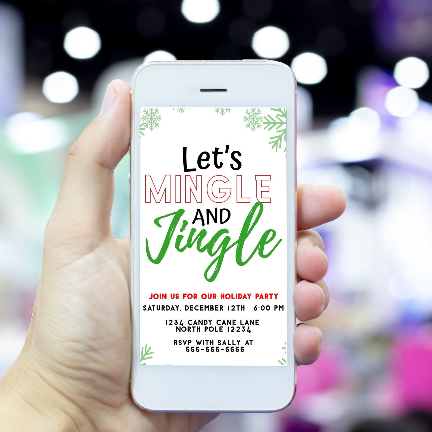 Let's Mingle and Jingle Mobile Christmas Invite | Adult Holiday Party Electronic Invitation | Editable Ecard Invite