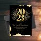 New Years Eve Party Invitation | Welcoming 2023 | Black and Gold Fireworks | Editable Invitation